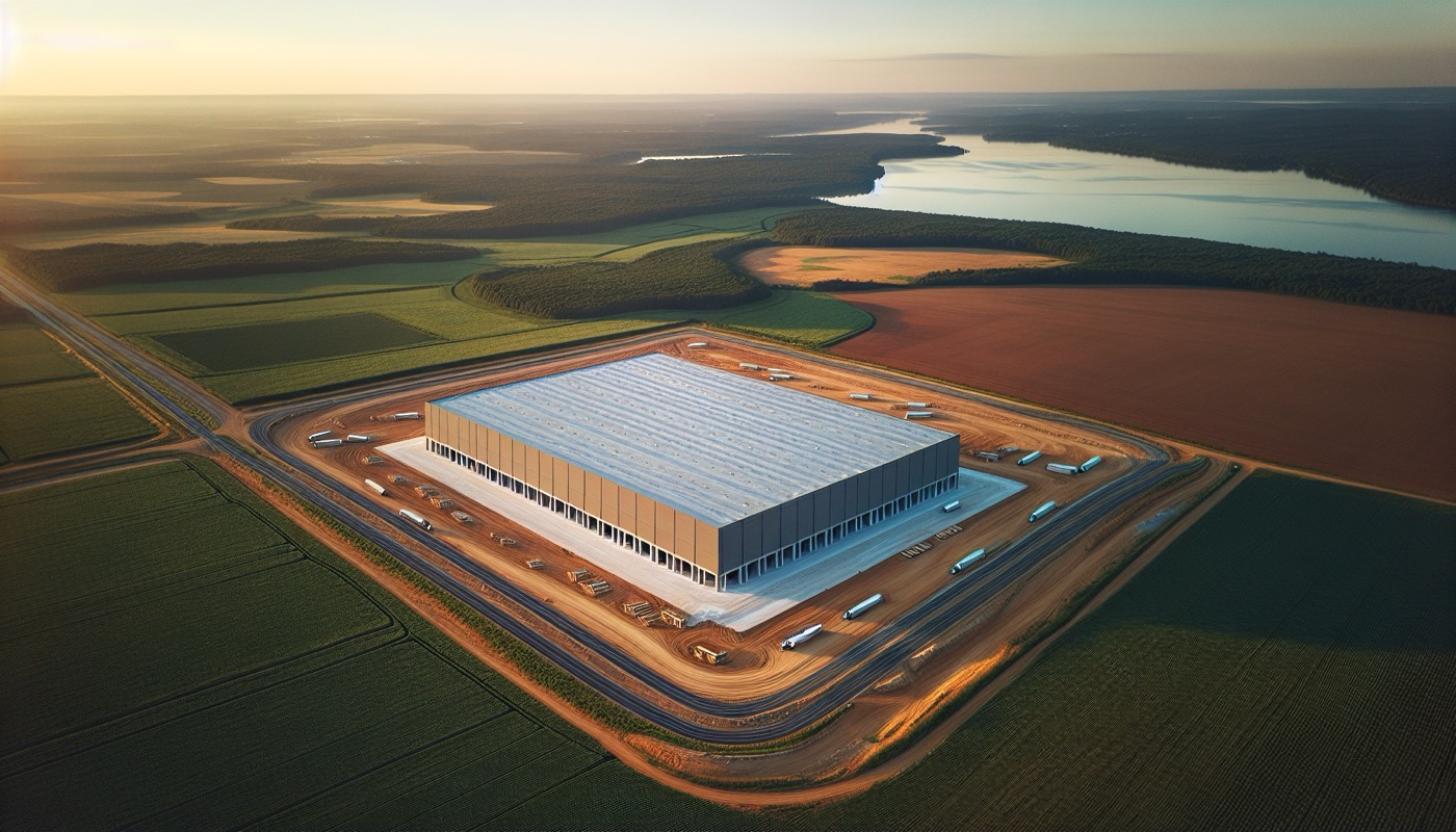 A Harford County Maryland commercial development along the I-95 corridor with the Chesapeake Bay visible in the distance.